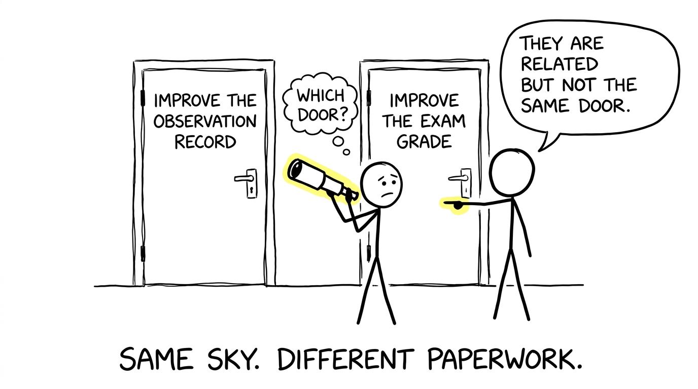 A student chooses between improving a record and improving an exam grade