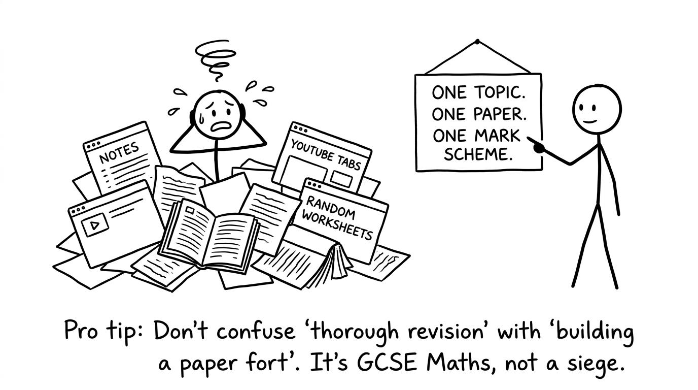 A student choosing one clear revision path instead of chaos