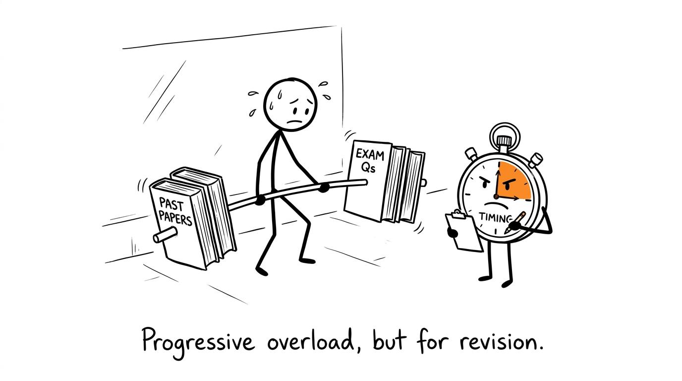 A student using past papers as progressive revision training