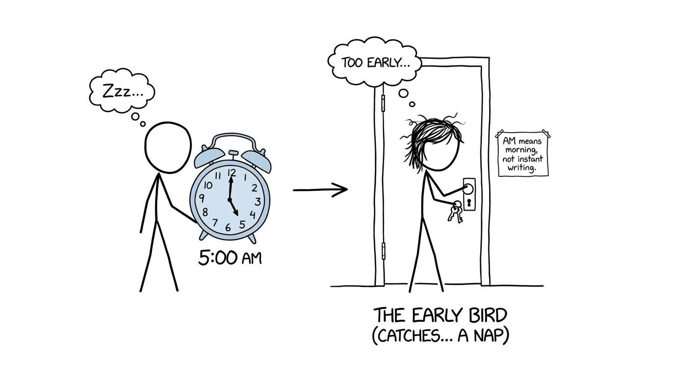 A student arriving extremely early for a morning examination