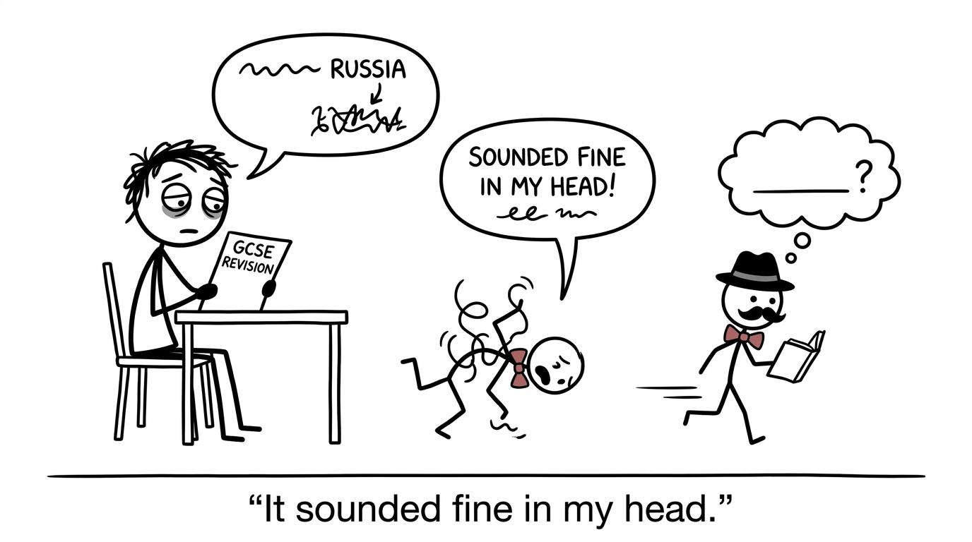 A student discovers that a sentence sounded better inside their head