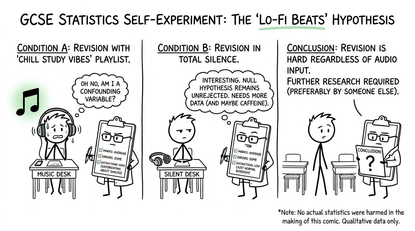 A student runs a serious fair test between music and silence
