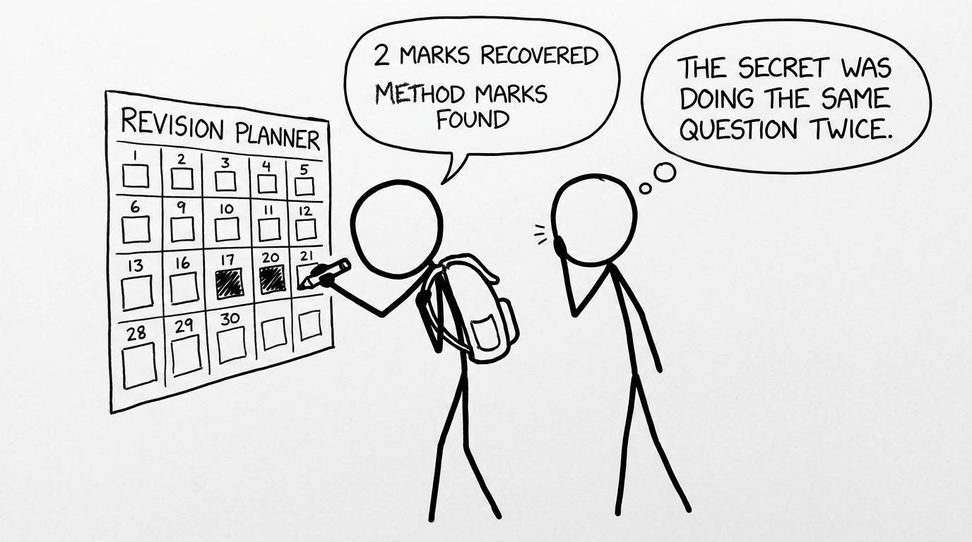 A revision planner where marks slowly come back