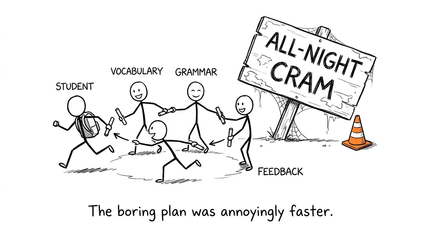 A revision relay defeats the tempting but ineffective all-night cram