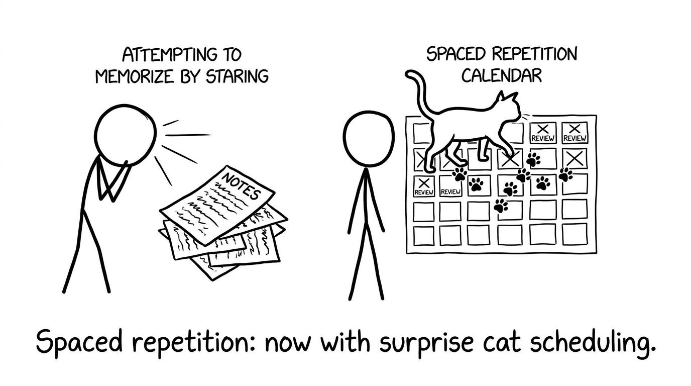Spaced repetition with surprise cat scheduling