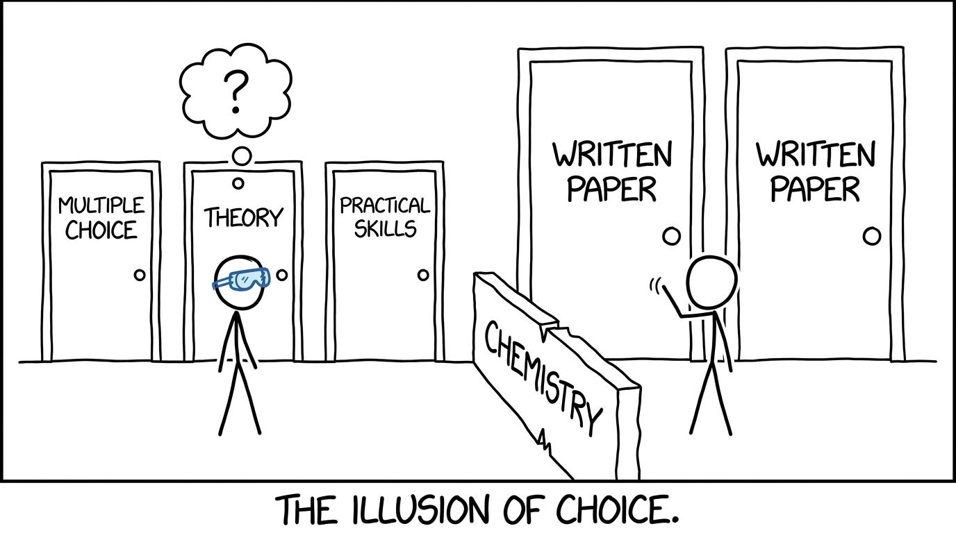 Students face different Chemistry exam doors