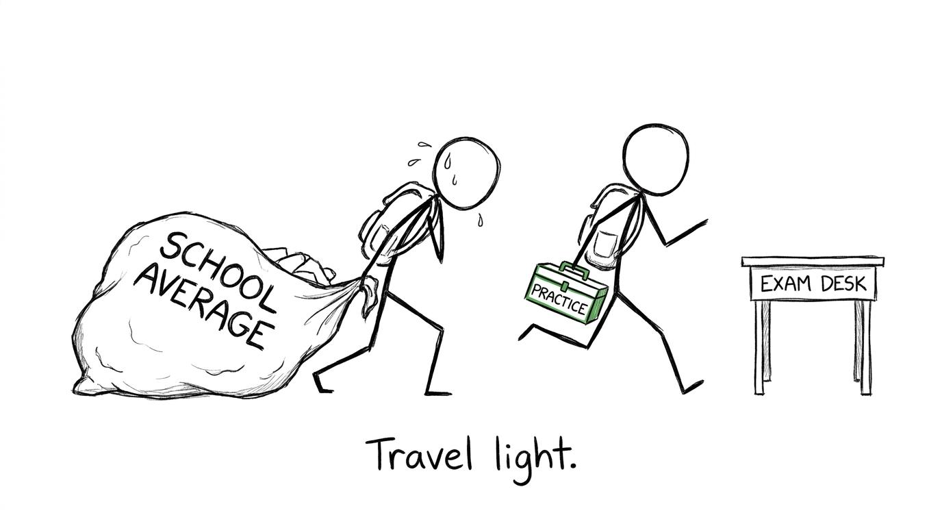 One student carrying a school average while another carries a practical revision toolkit