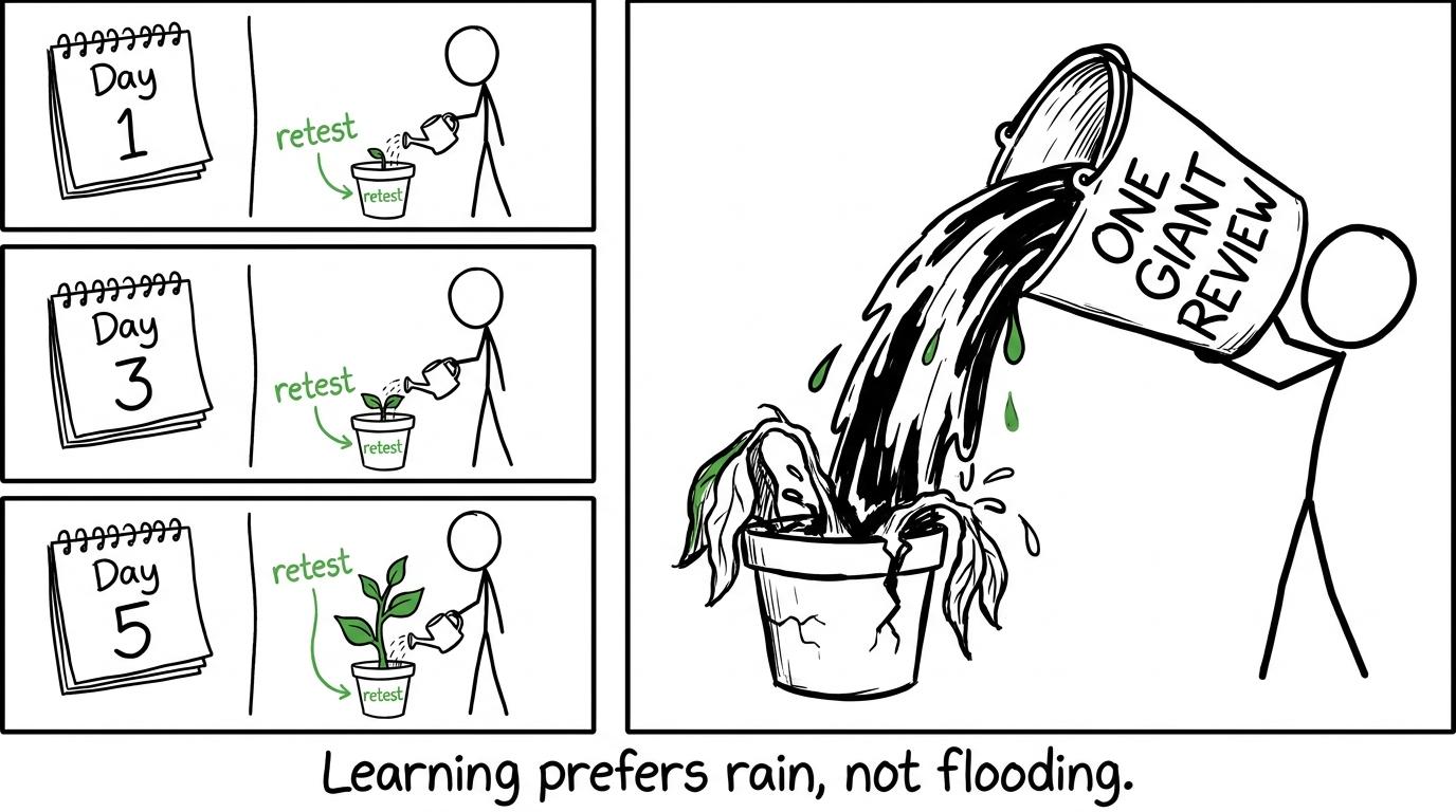 Two students discover that learning prefers spaced rain to one revision flood