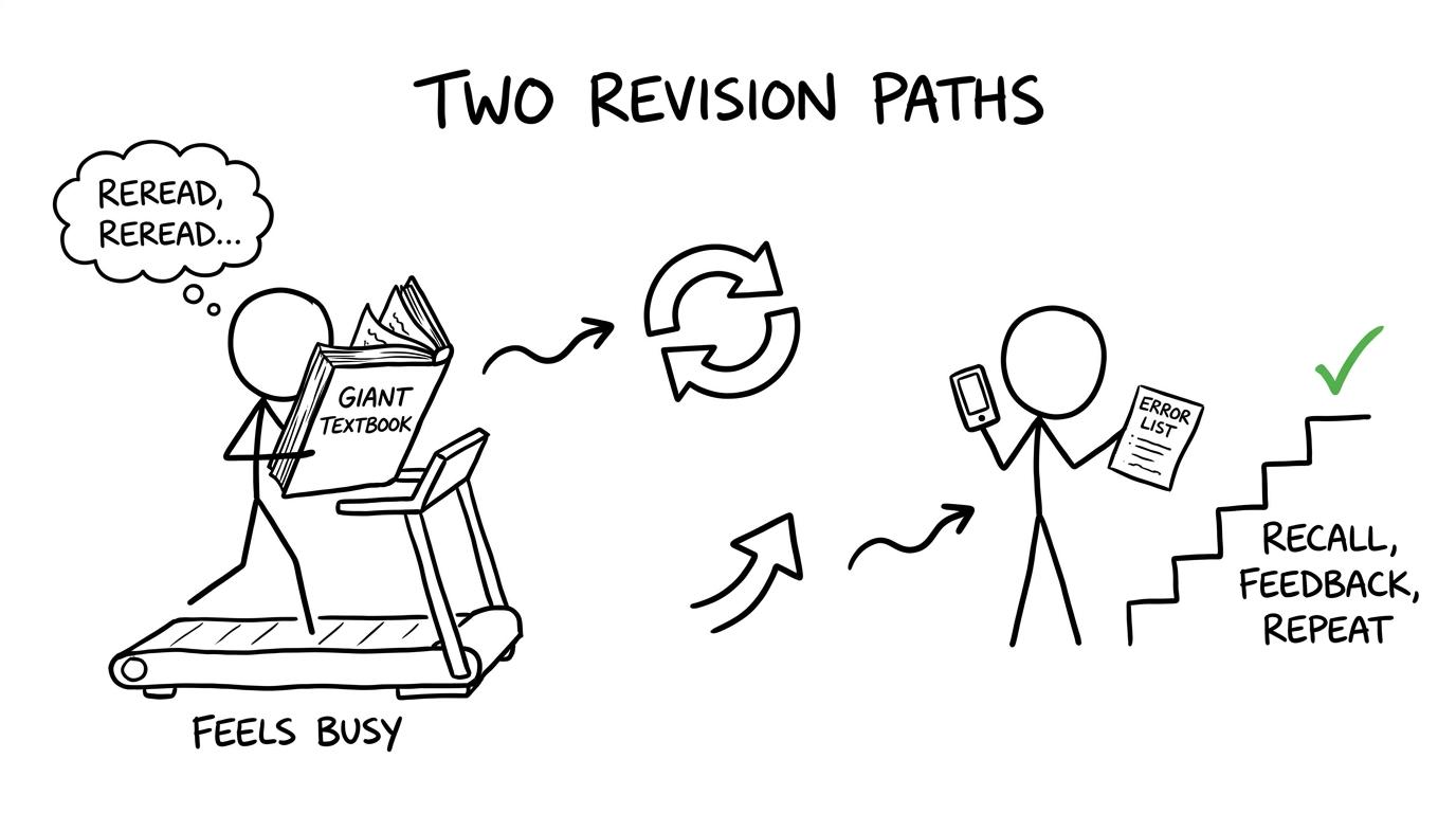 One student rereads endlessly while another climbs through recall, feedback and repetition