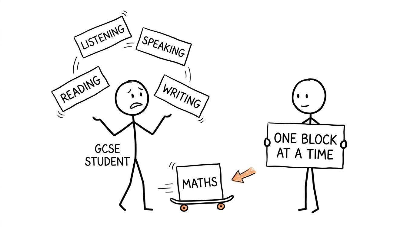 A student learns to juggle GCSE subjects one block at a time