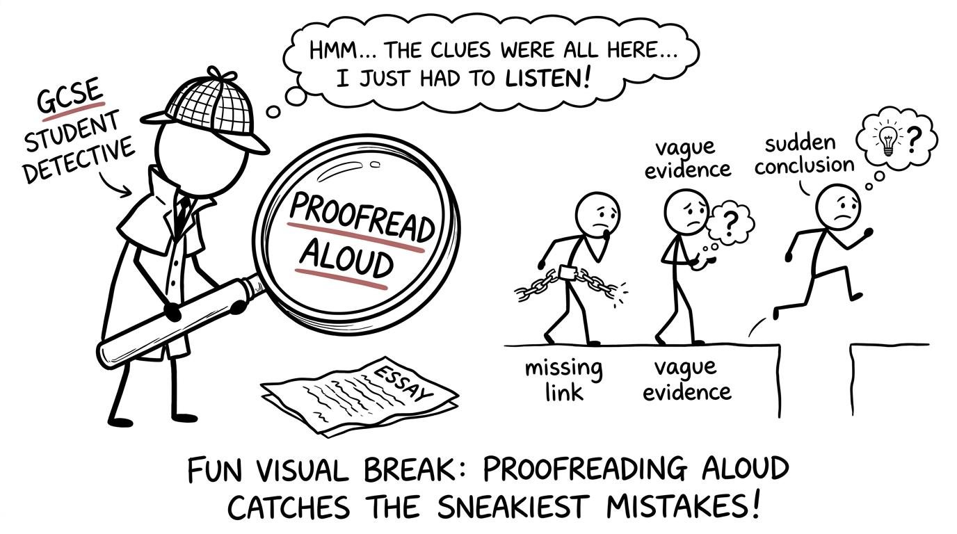 A student detective catches missing links and vague evidence escaping from an essay