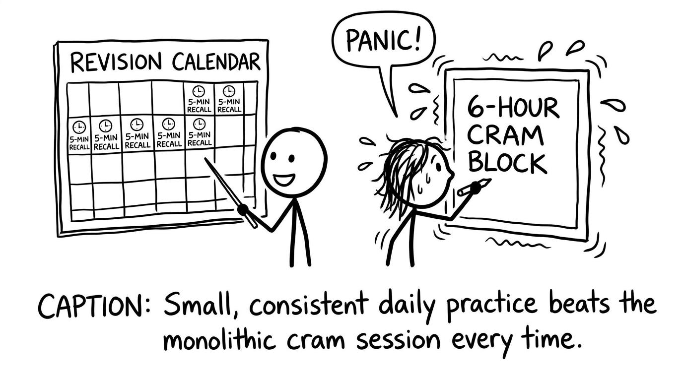 A revision calendar panics at a giant cram session
