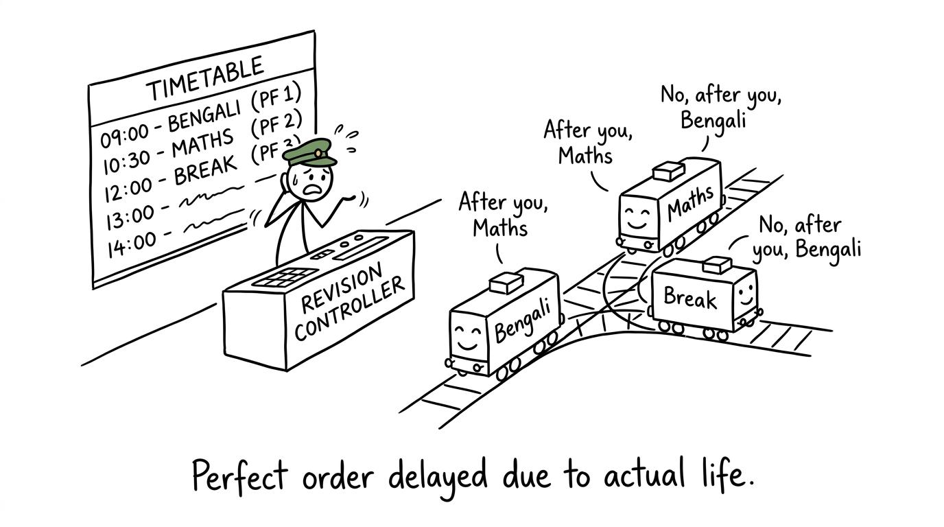 A railway controller learns that real life does not follow a perfect revision timetable