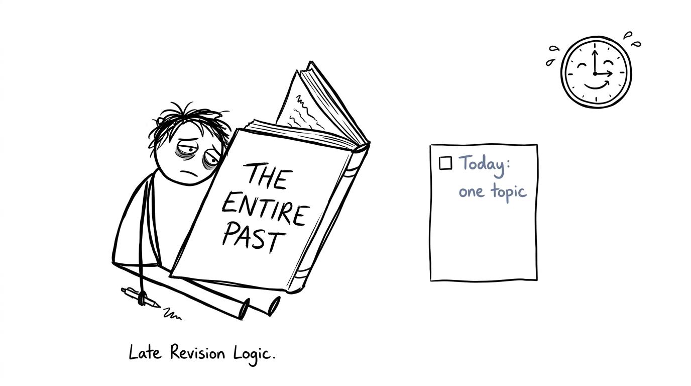 A student discovers that revising one History topic is more manageable than revising the entire past