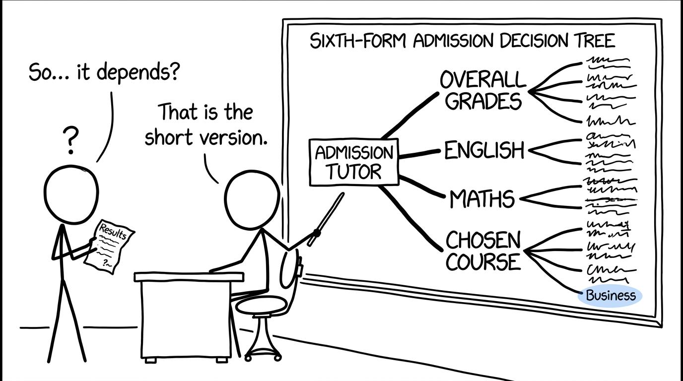 A student discovers the complicated sixth-form admissions decision tree