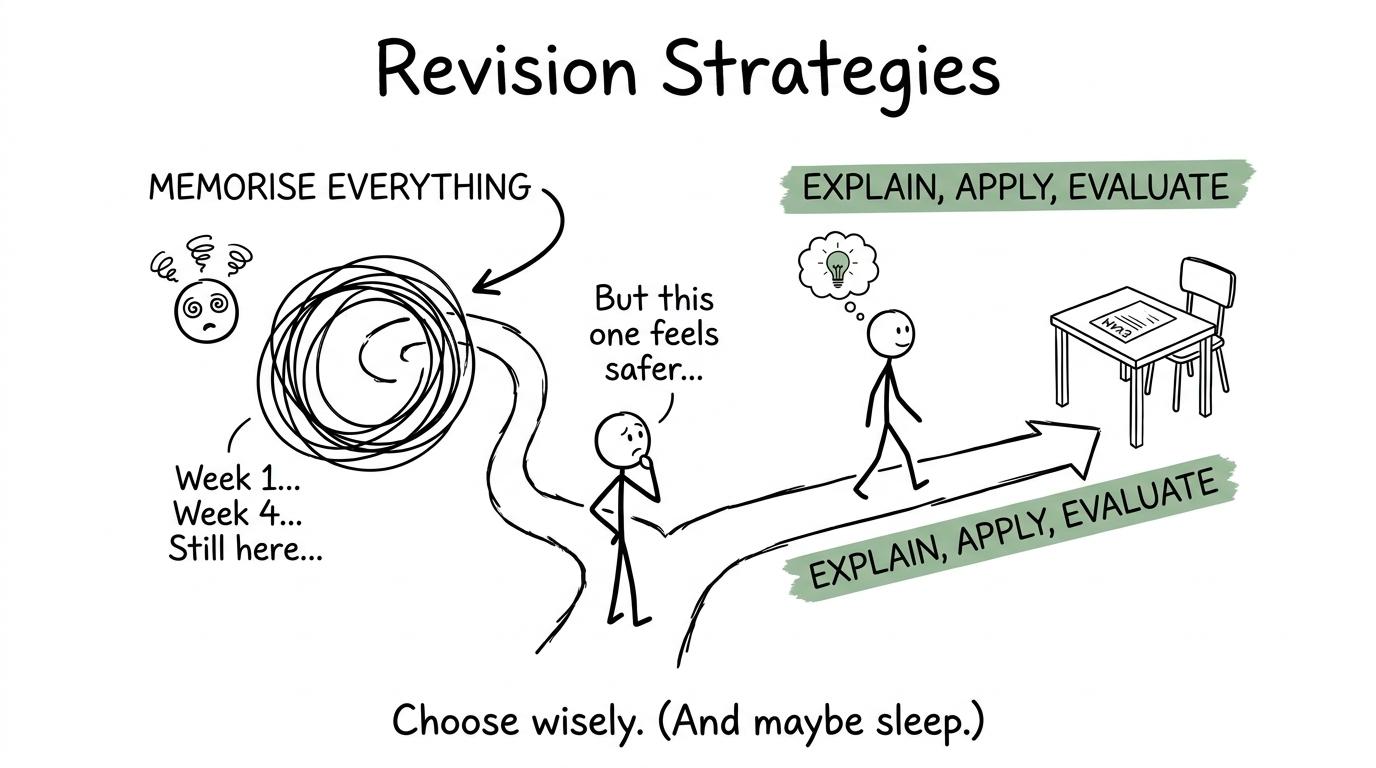 Two revision paths showing why explanation, application and evaluation matter