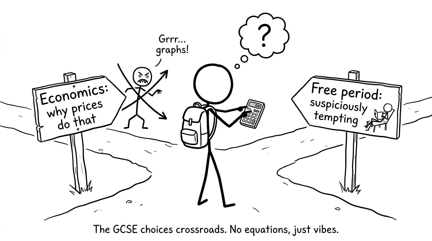 A student choosing between Economics and a suspiciously tempting free period