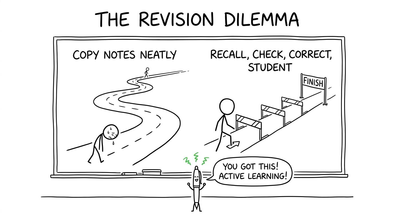 The difficult recall route beats the endless road of copying notes