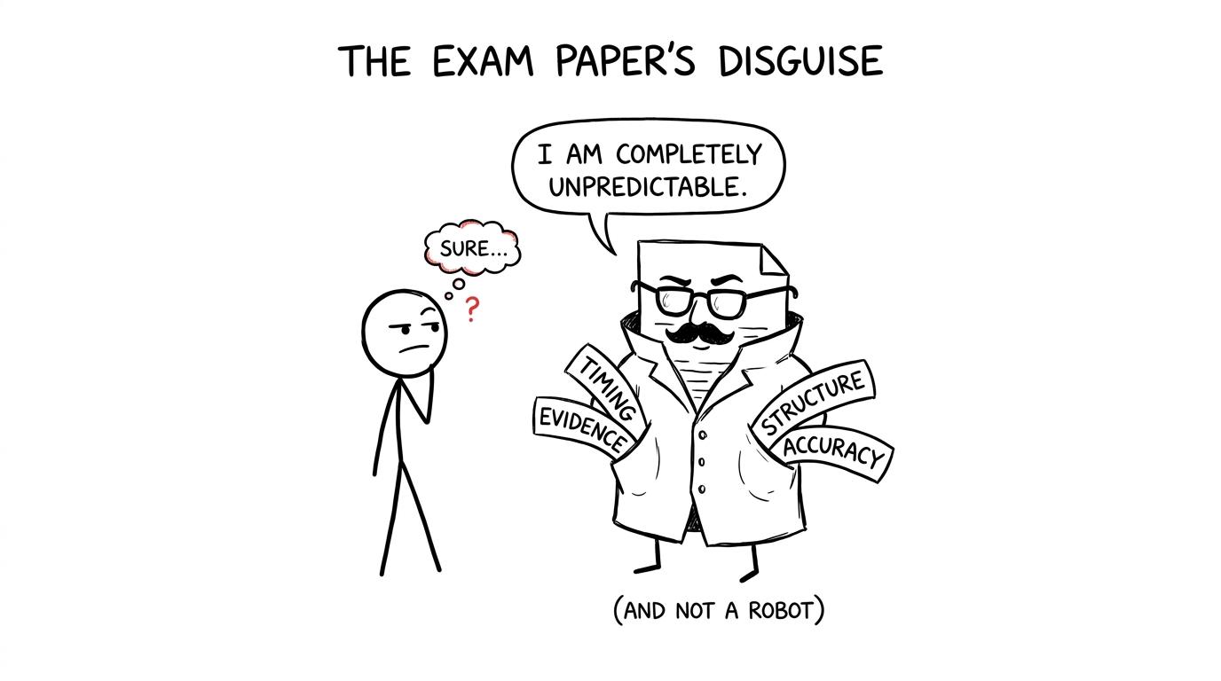 An exam paper fails to disguise its predictable assessment priorities