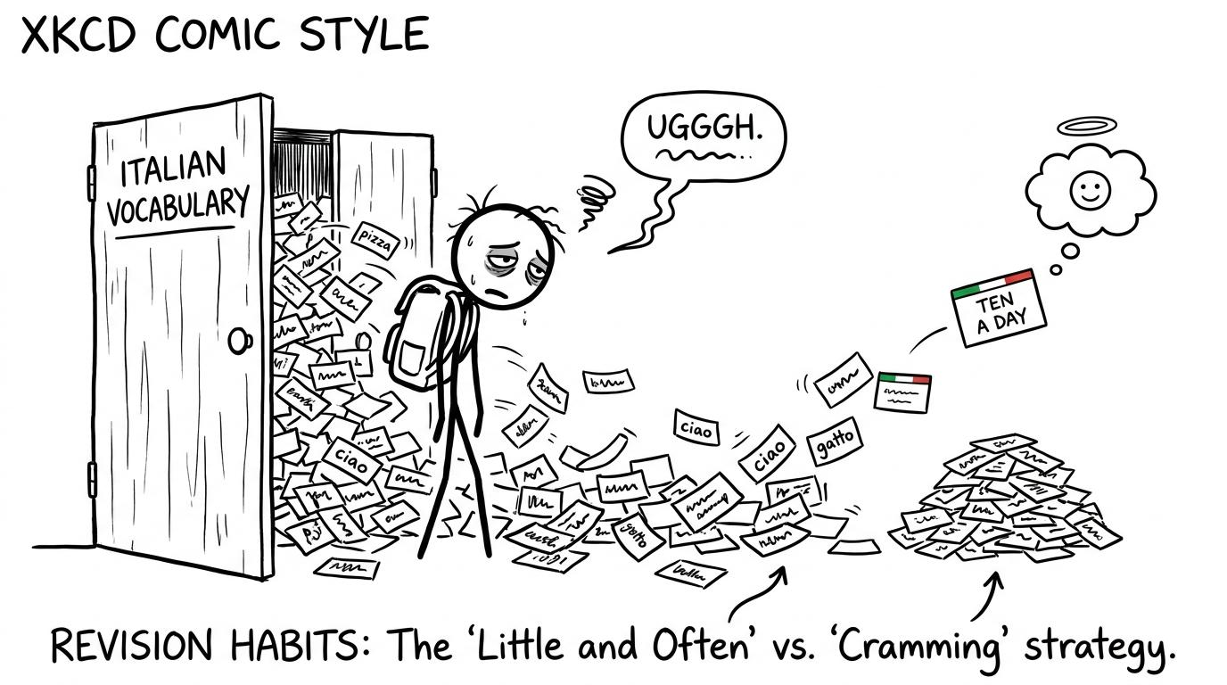 A student discovers that a manageable daily vocabulary habit beats opening an overflowing cupboard of words