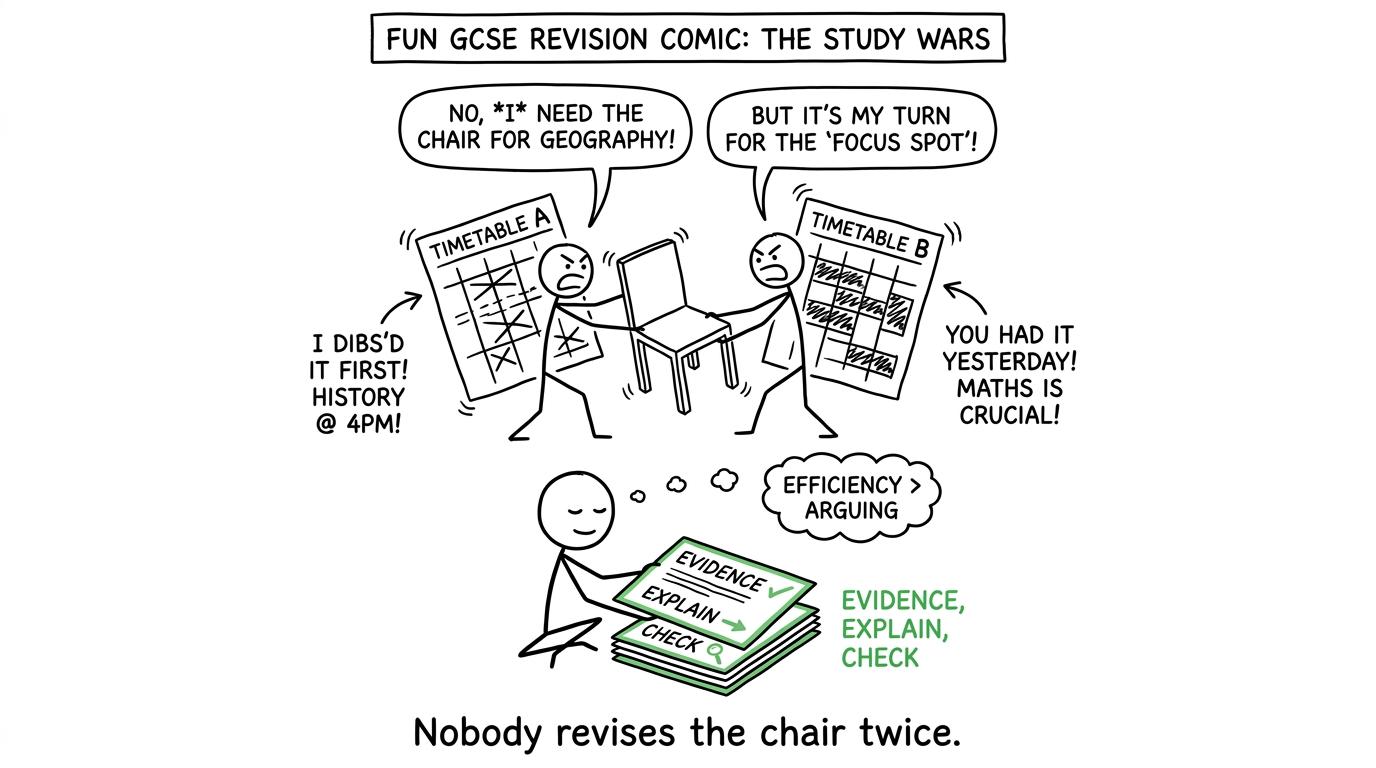 Revision timetables discover that nobody needs to revise the same chair twice
