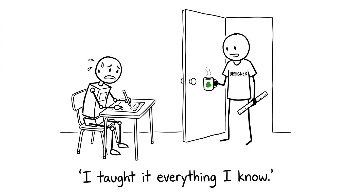 A prototype bravely sitting an examination for its designer