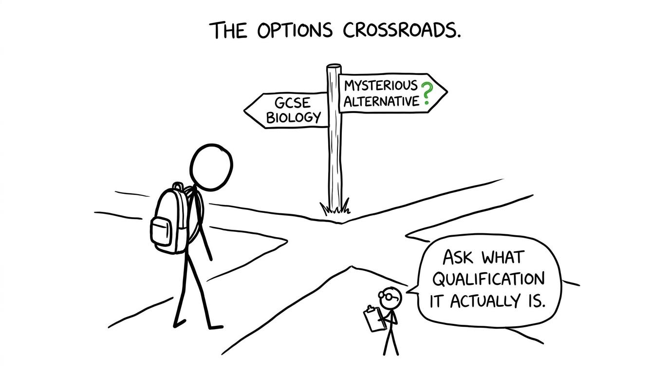 A GCSE student meets a mysterious alternative at the options crossroads