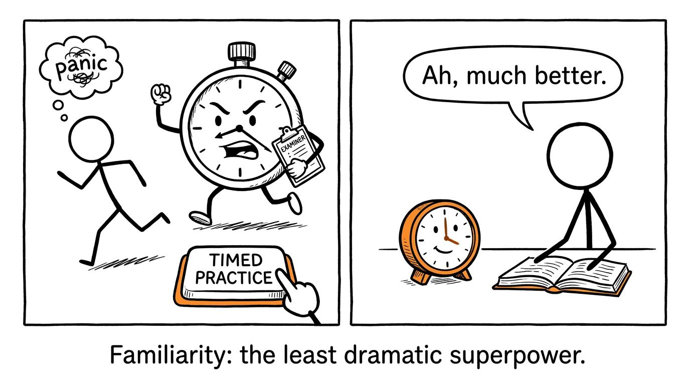 Timed practice transforming a chasing stopwatch into a friendly clock