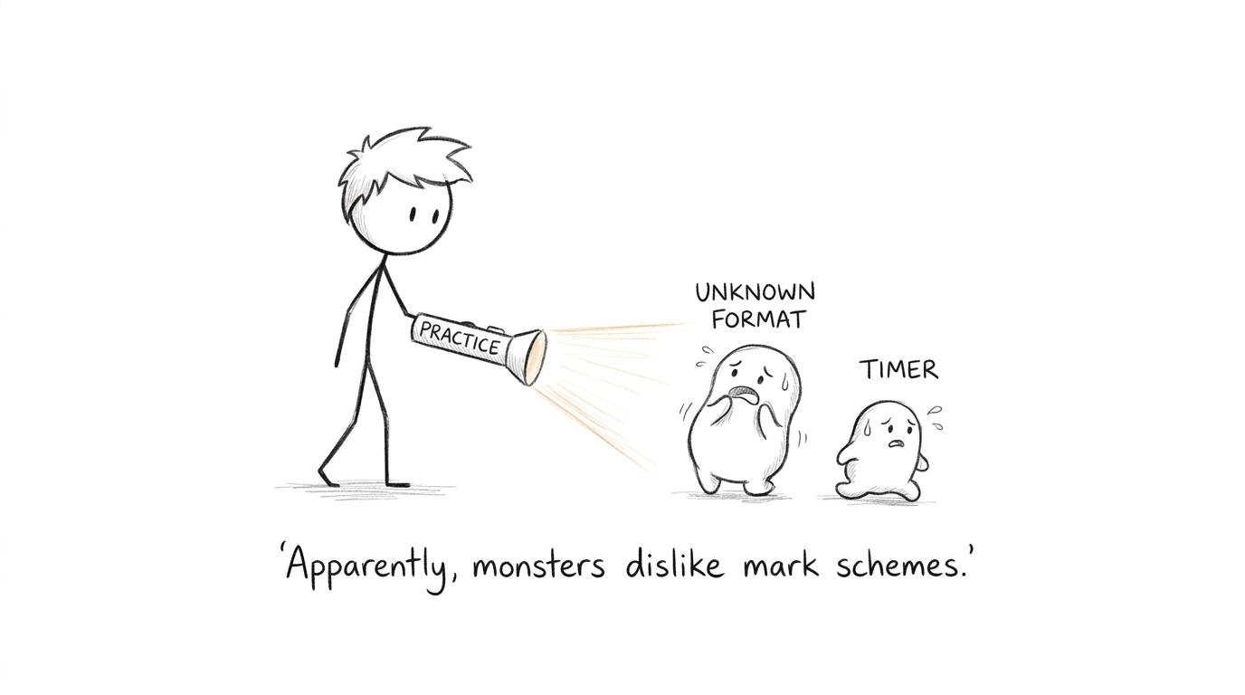 Practice shrinking two cartoon exam-stress monsters