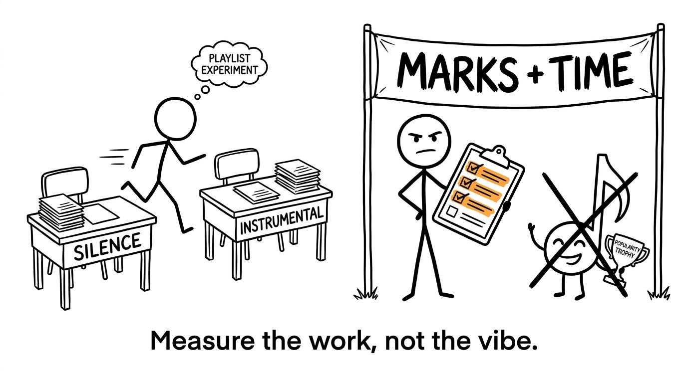 A fair playlist experiment measures marks and time rather than vibes