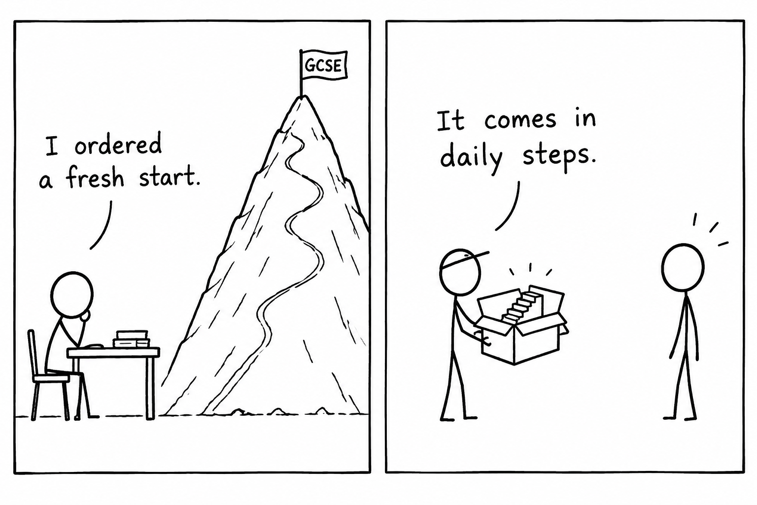A GCSE mountain arrives as a box of manageable daily steps