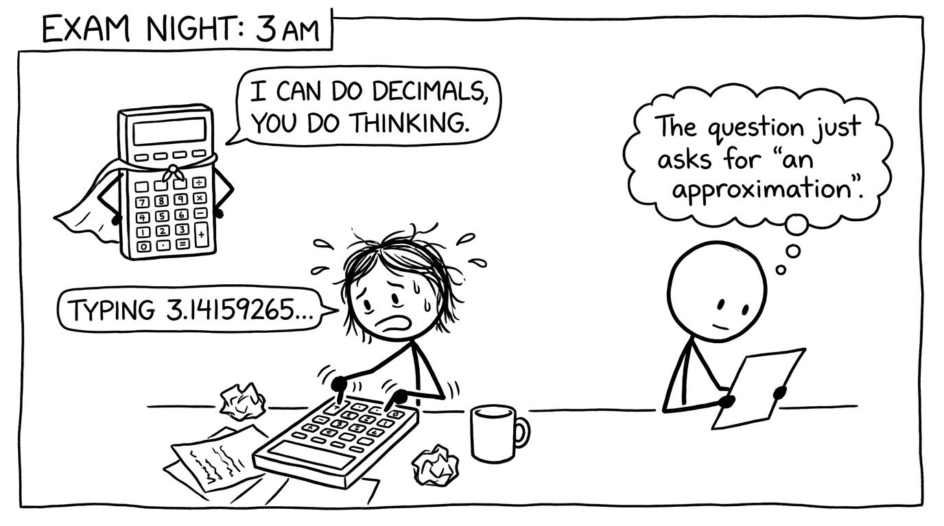 A calculator in a superhero cape