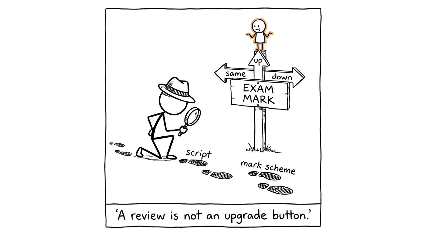 A detective investigates a mark that can move up, stay the same or move down