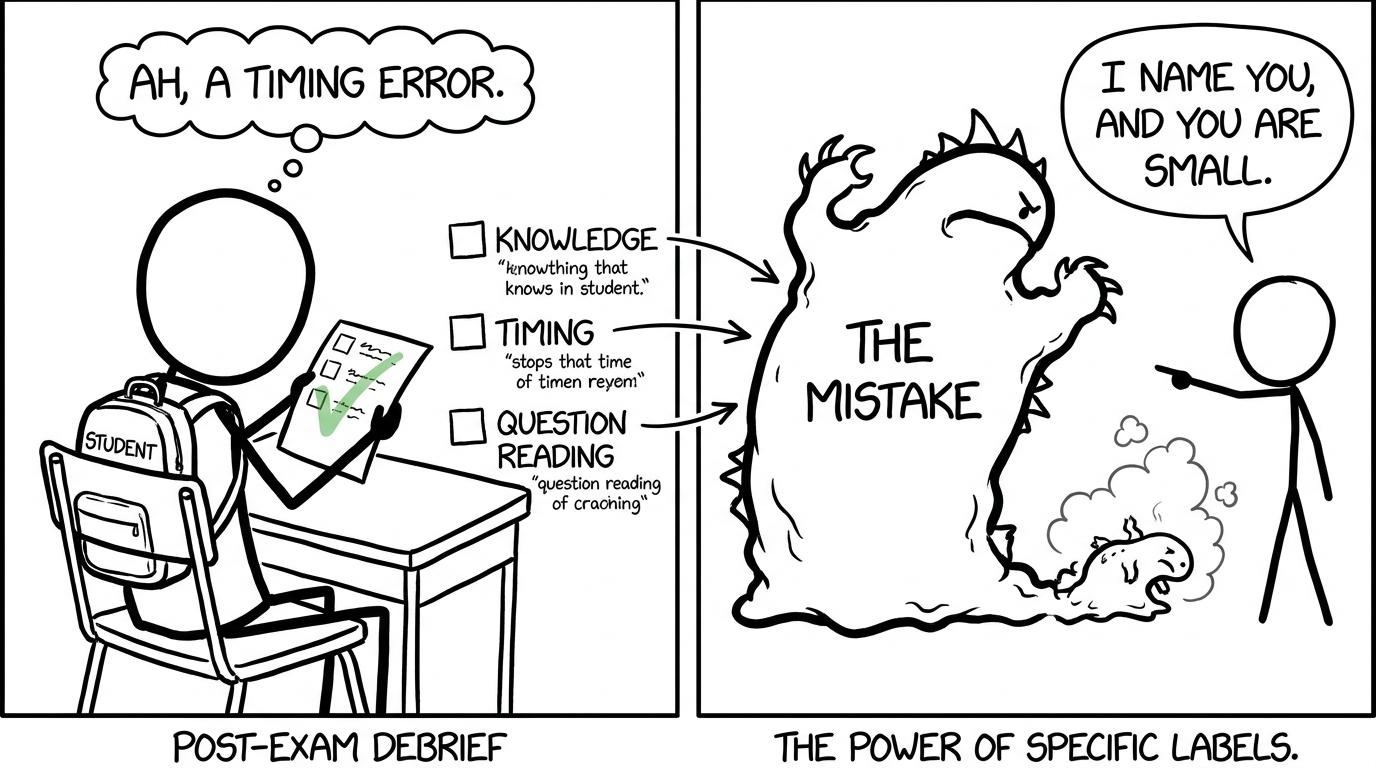 A labelled mistake shrinks from a monster into a harmless creature during paper review