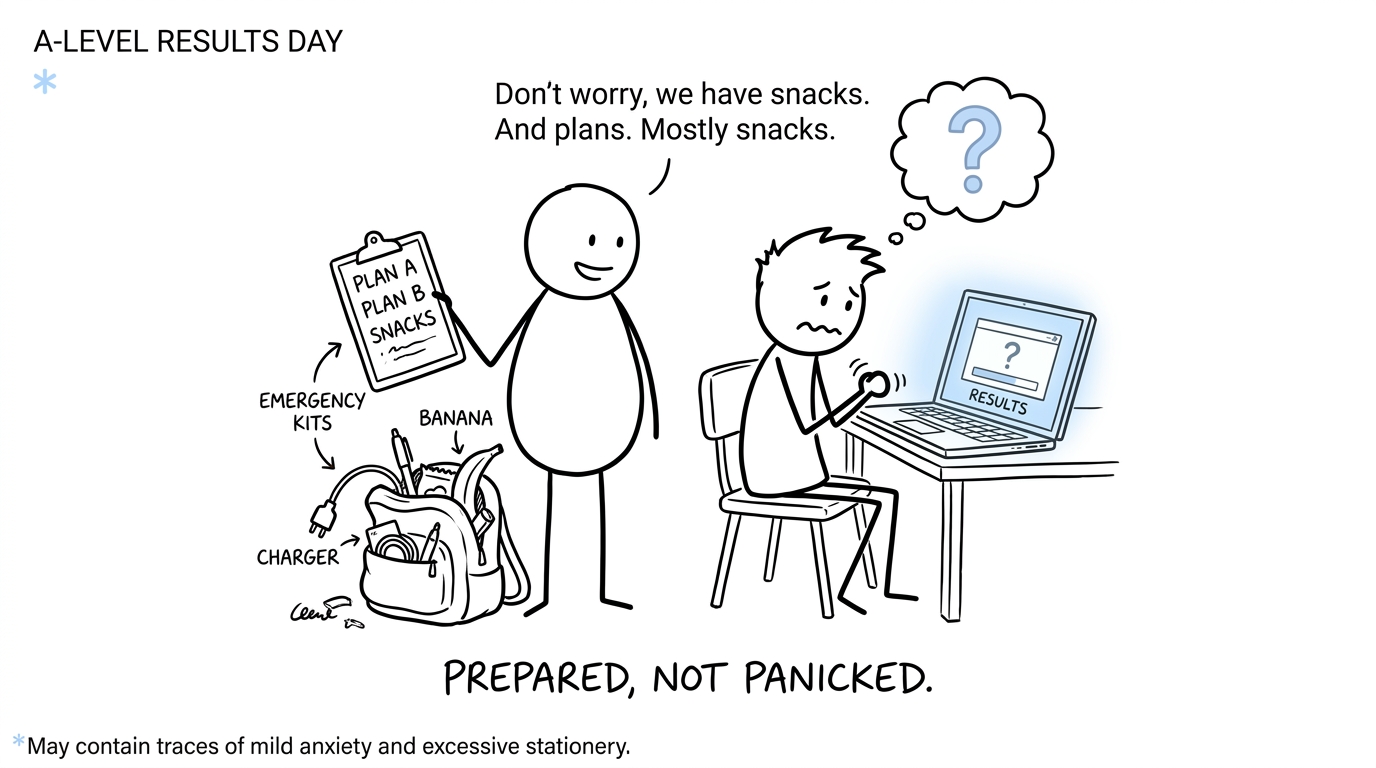 A parent prepared for results day with plans, snacks and an emergency banana