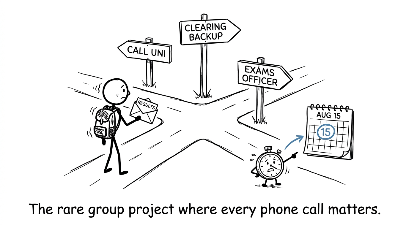 A student navigating calls to university admissions and the exams officer