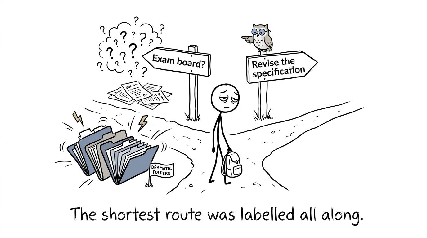 A student discovers that the specification is the shortest route through exam-board confusion
