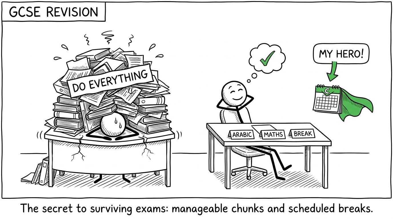 A simple revision desk defeats an impossible mountain of tasks