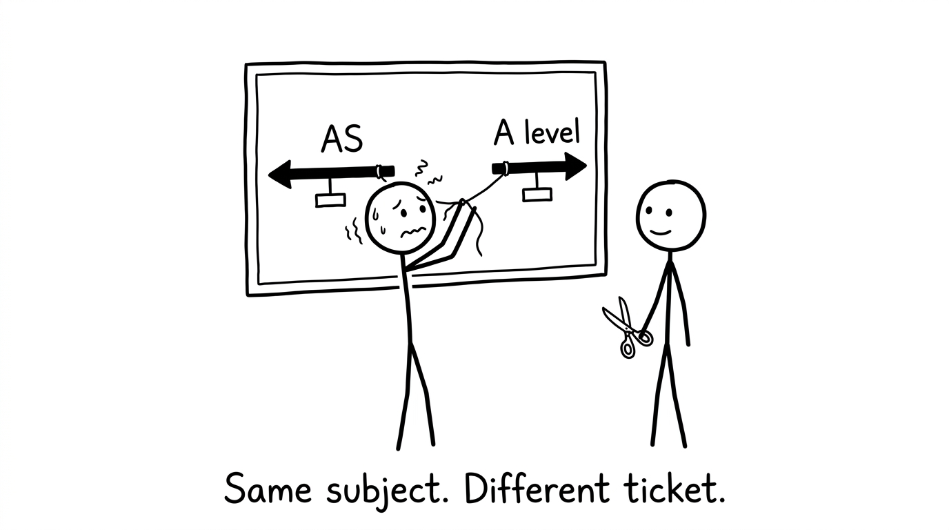 Student discovering that AS and A Level use separate grading routes