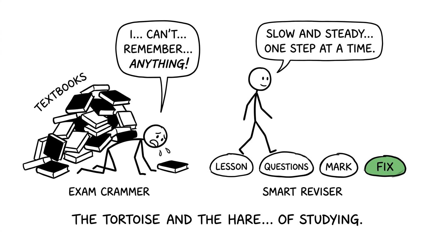 Two revision strategies racing towards the examination