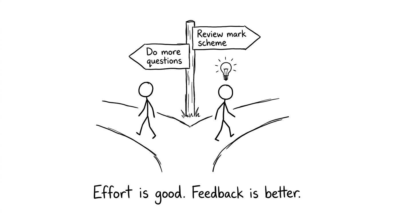 Two paths: practice vs review mark scheme