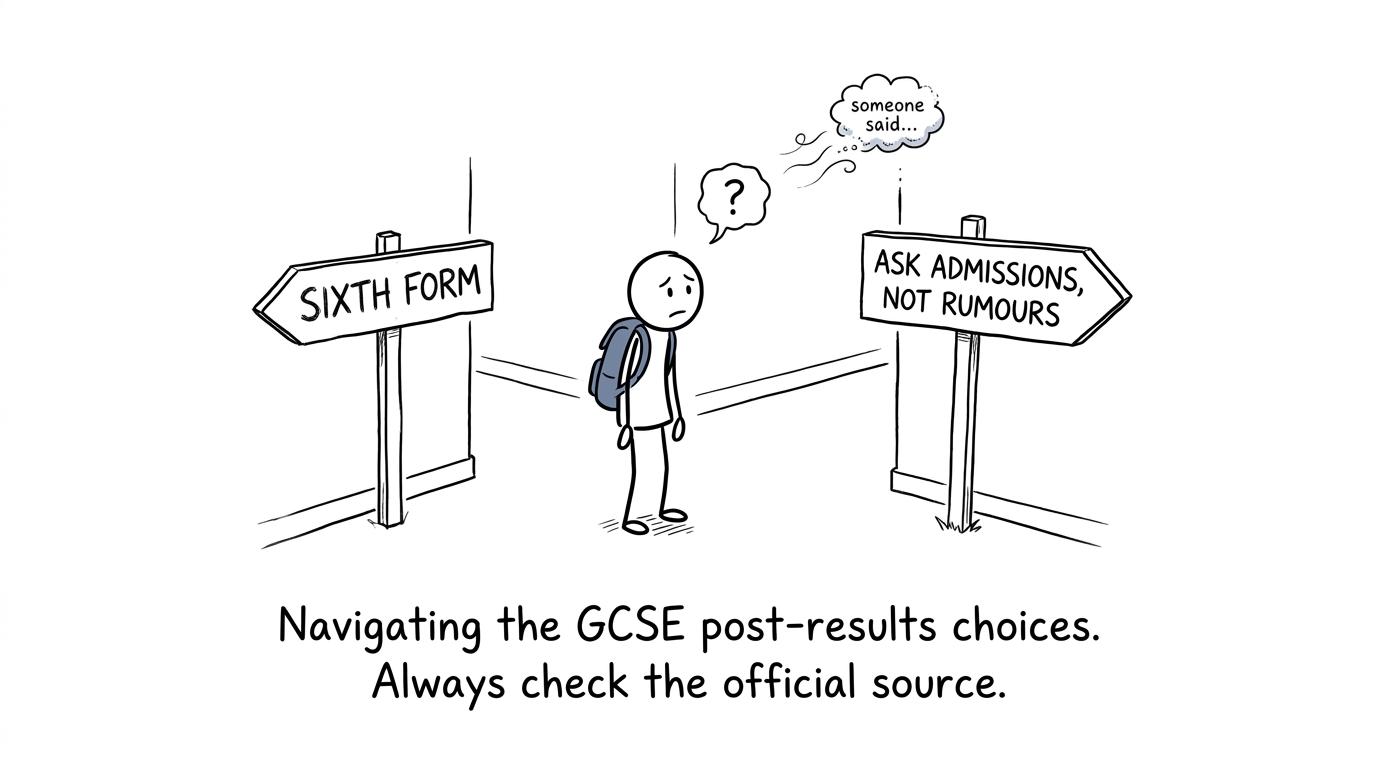 A student ignores sixth-form rumours and checks the admissions policy