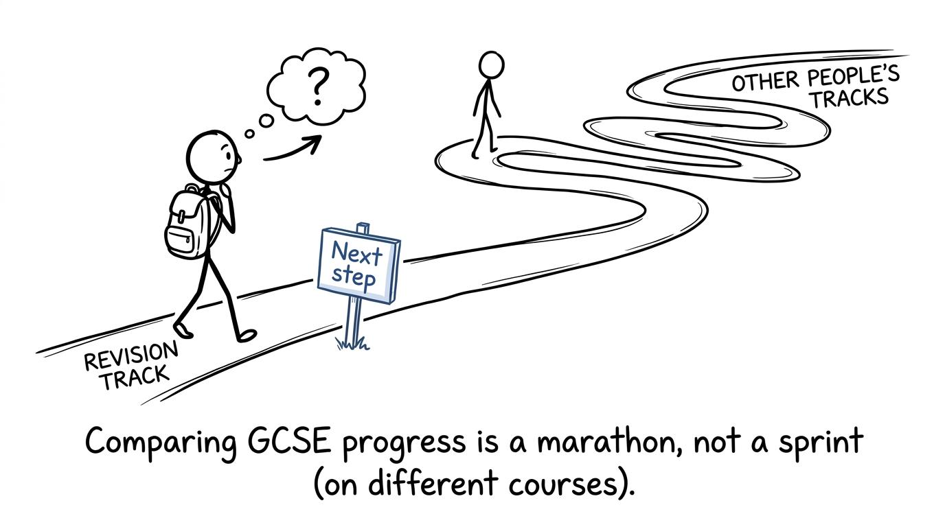 Two students unknowingly following different revision tracks