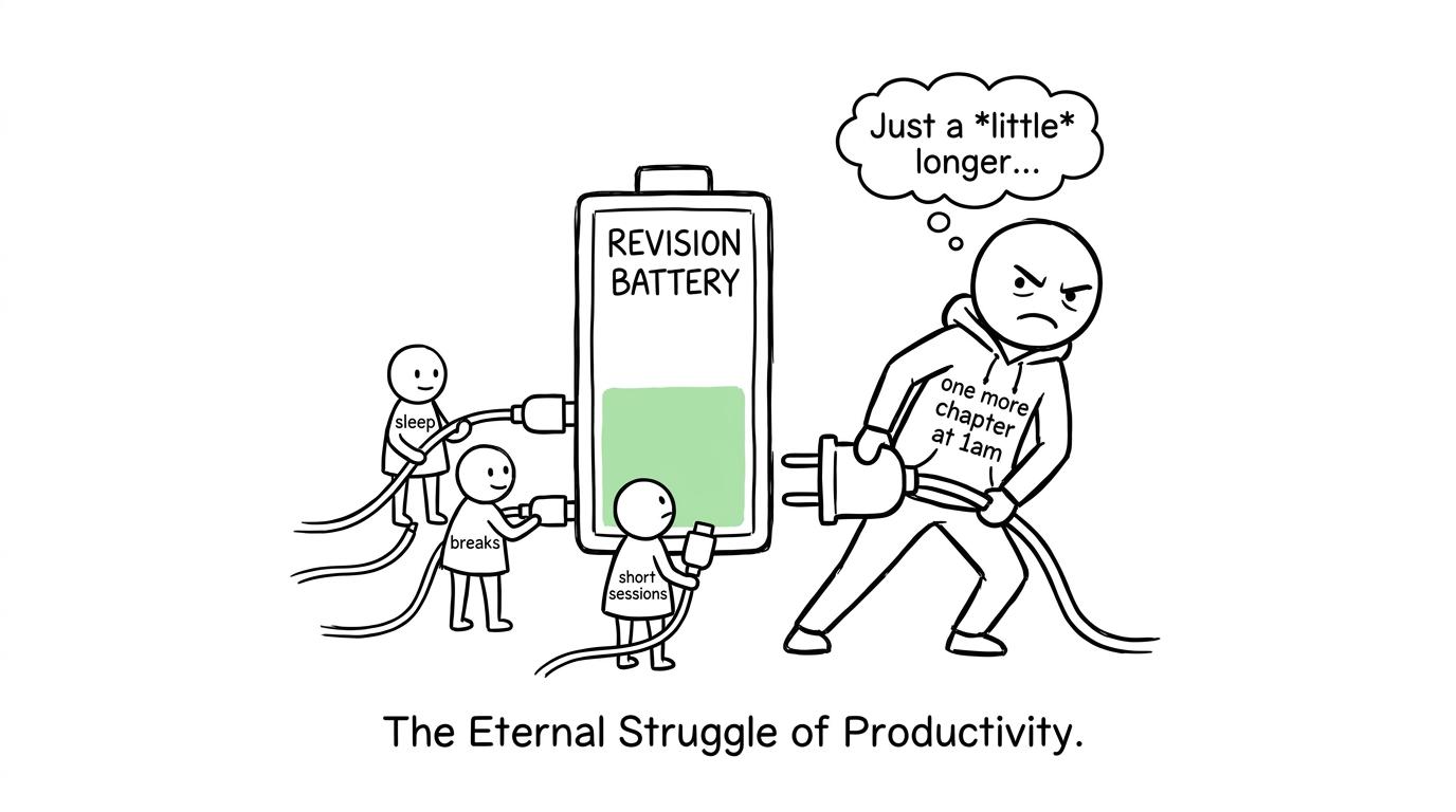 Sleep, breaks and short sessions recharge a student's revision battery