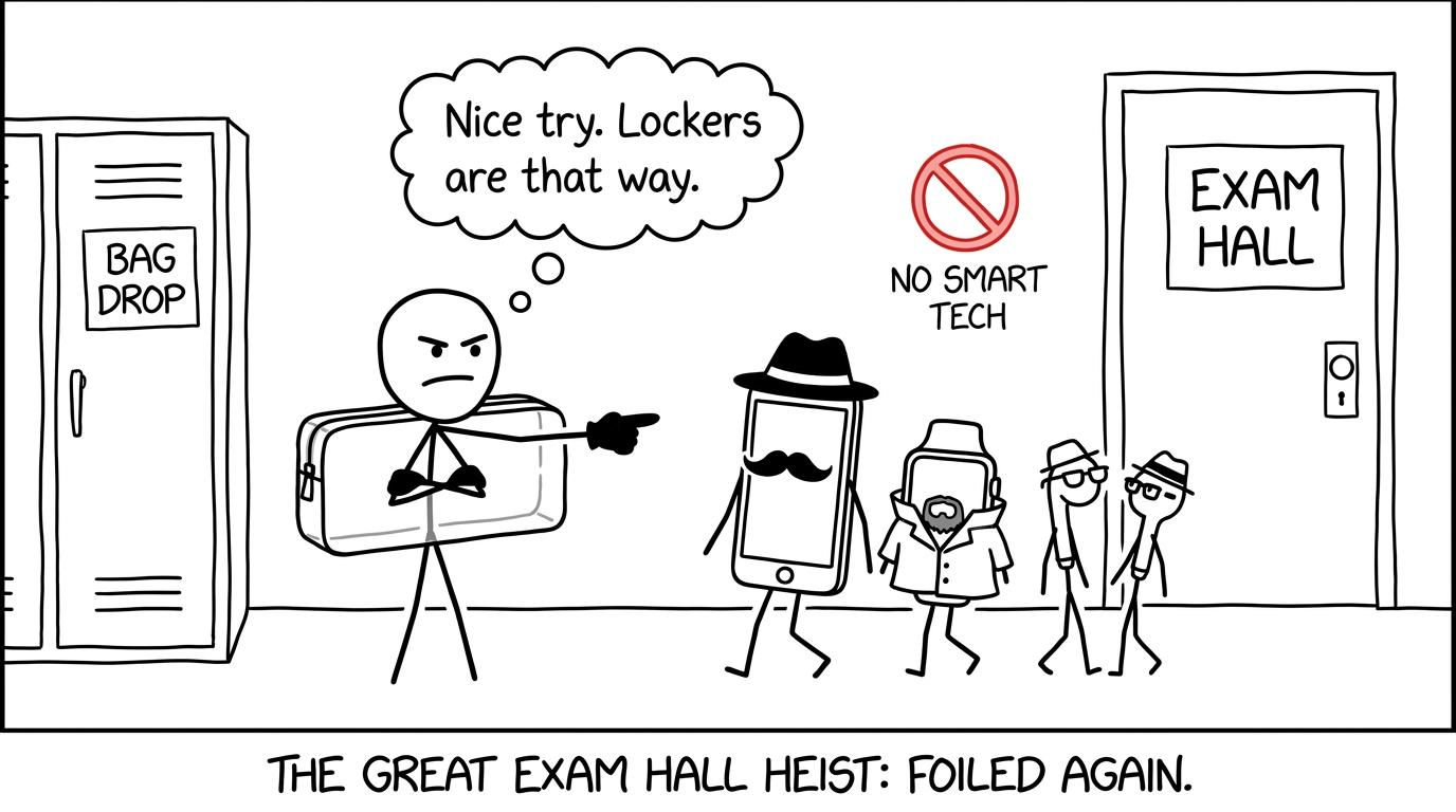 Phones and smart devices discover that disguises do not work on exam invigilators