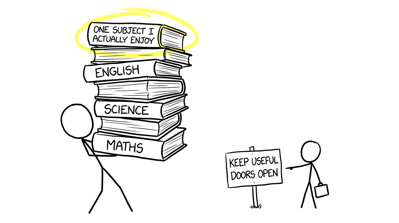 A student balances useful qualifications with a subject they enjoy