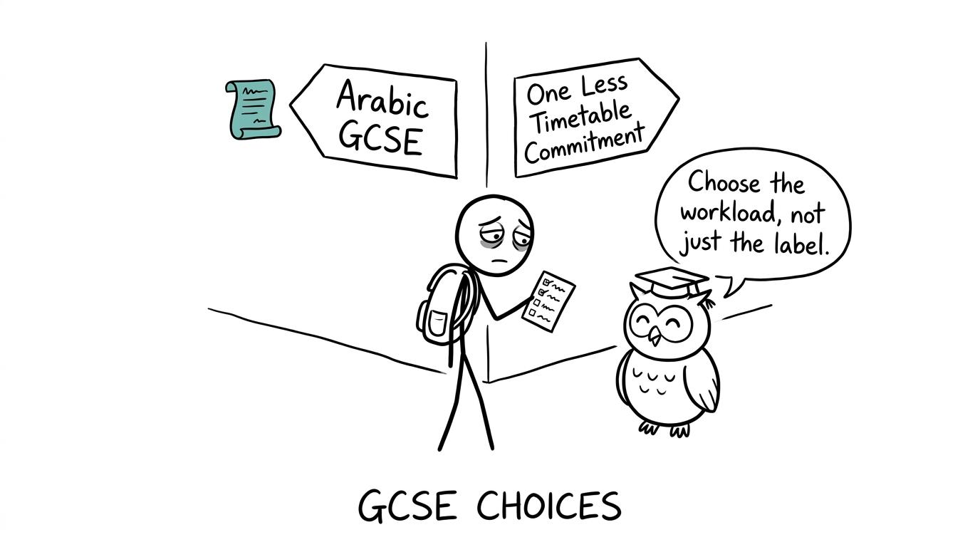 A student choosing between GCSE Arabic and a lighter timetable