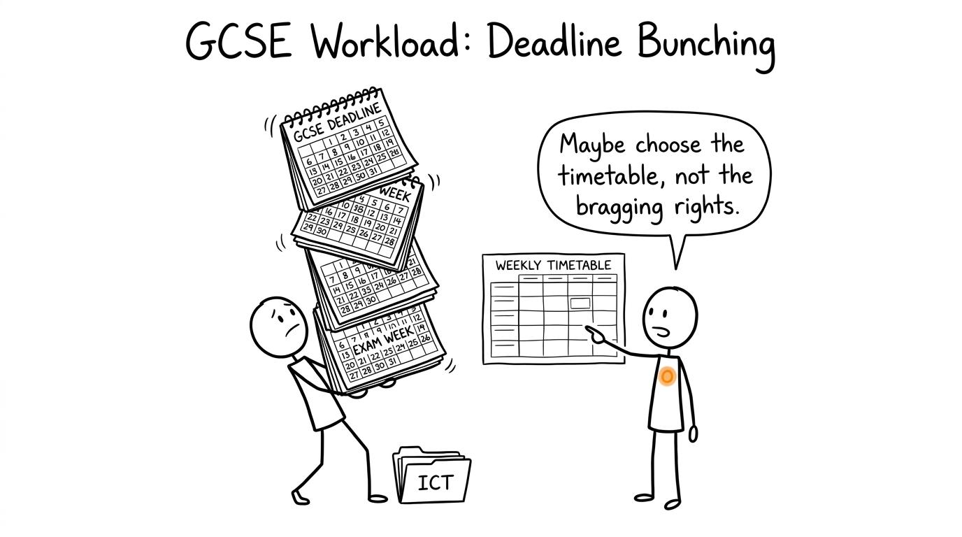 A tower of folders demonstrates why deadline balance matters