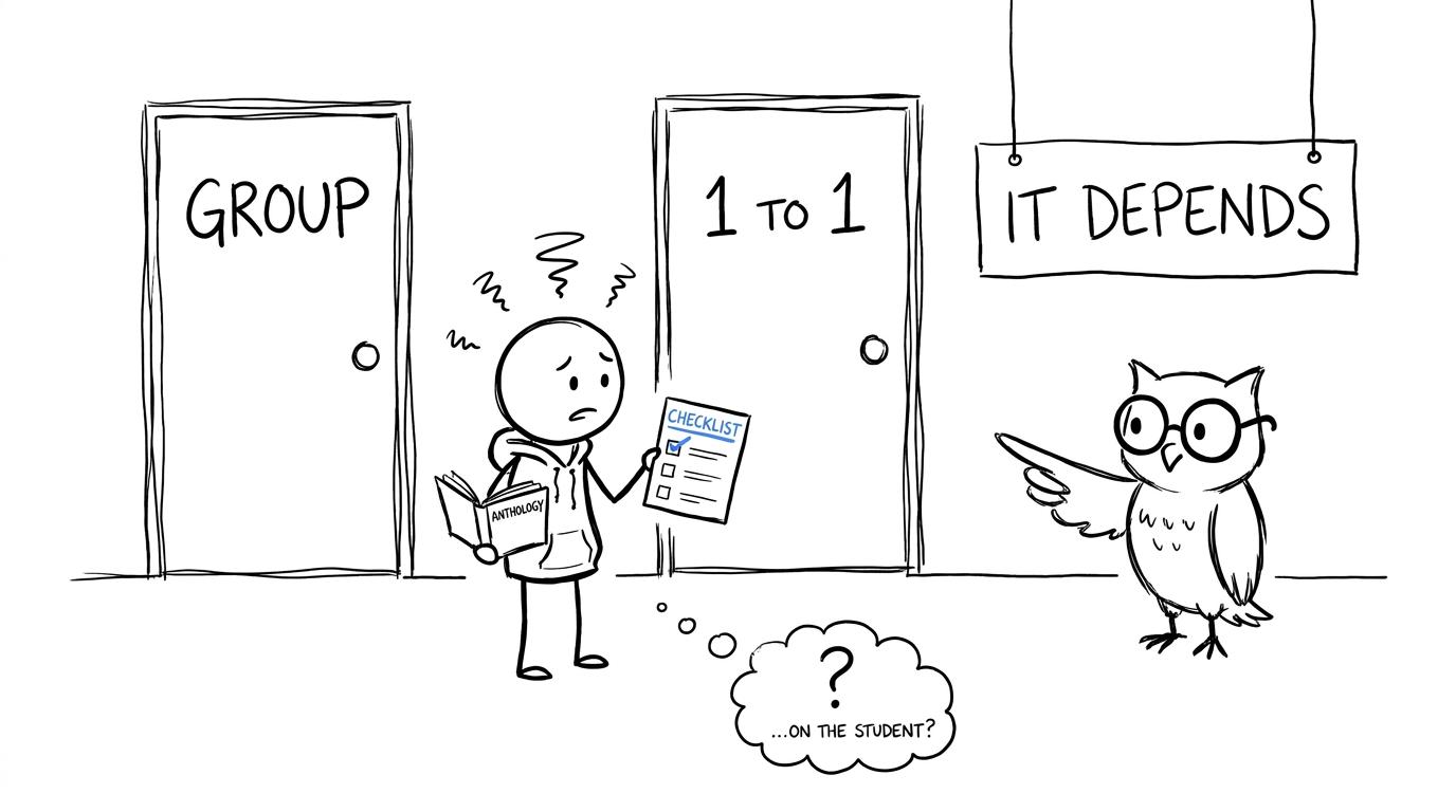 A GCSE student deciding between group and one-to-one tutoring