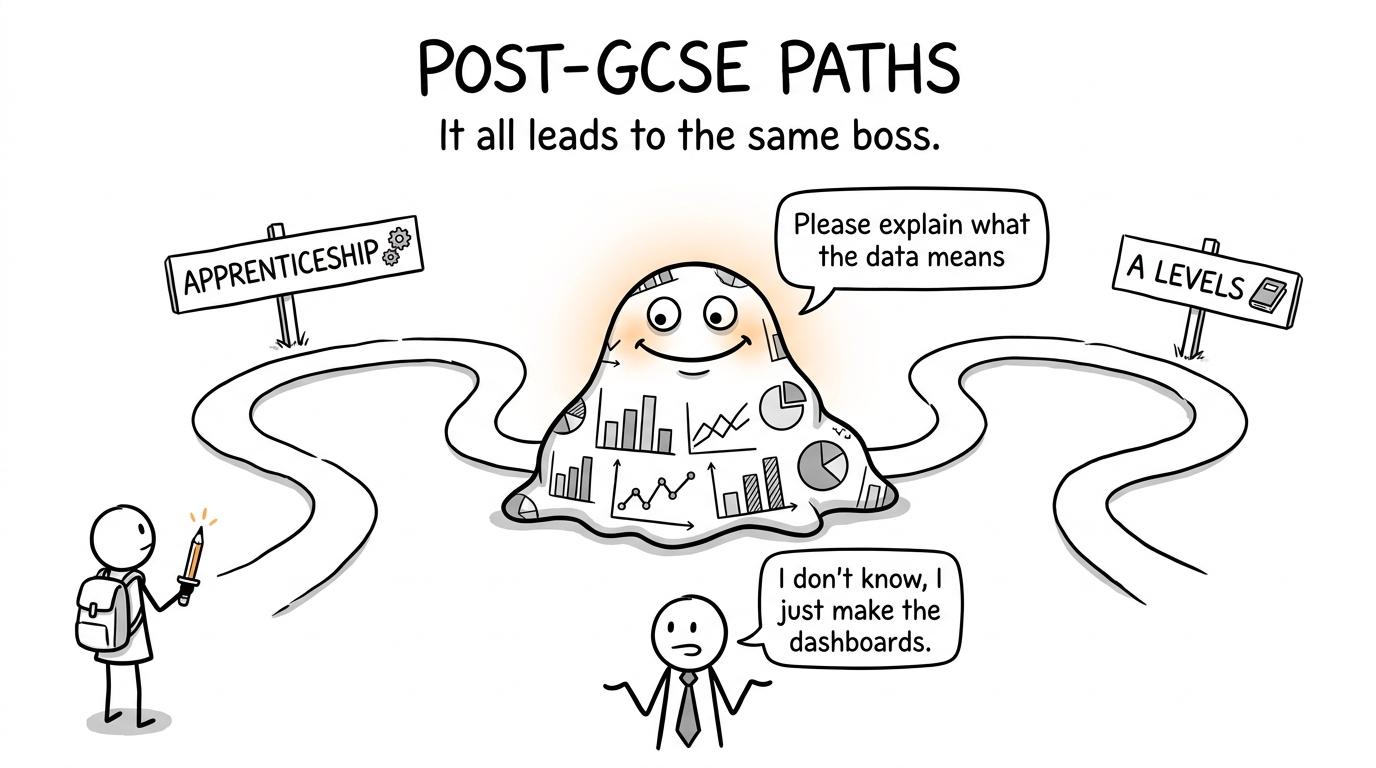 Apprenticeship and A Level paths meeting at the challenge of explaining what data means